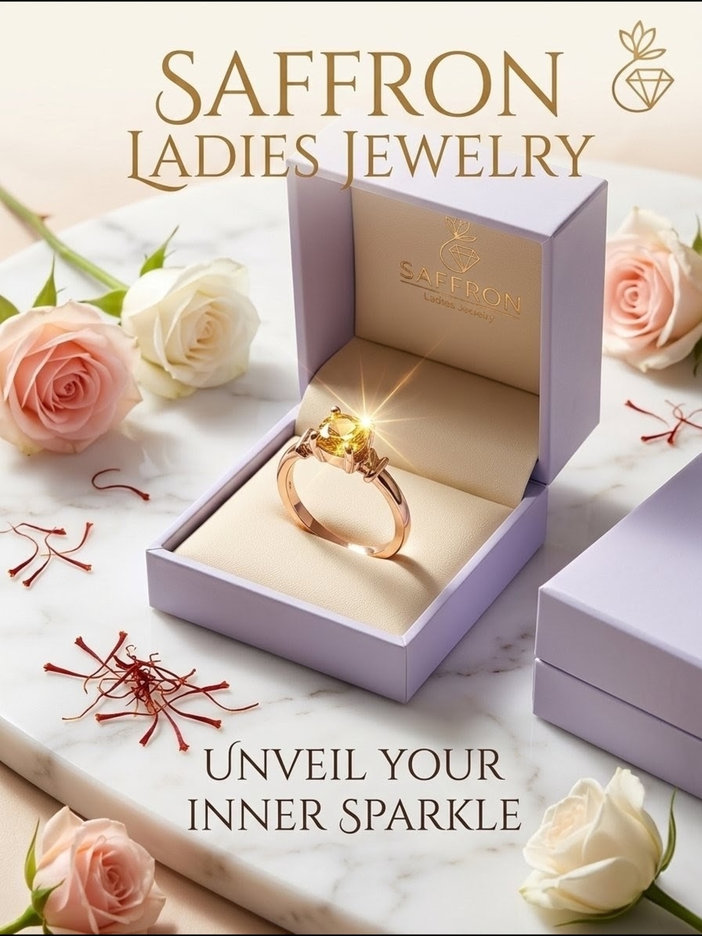 Saffron Yellow Crystal Solitaire Ring - Gold Tone & Cubic Zirconia - Size 9